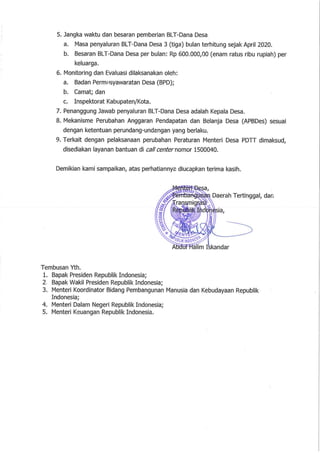 Rev 1261-mendespdtt-pemberitahuan perubahan permendespdtt nomor 11 tahun 2019 menjadi permendespdtt nomor 6 tahun 2020