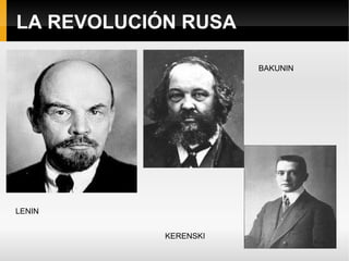 LA REVOLUCIÓN RUSA
LENIN
BAKUNIN
KERENSKI
 