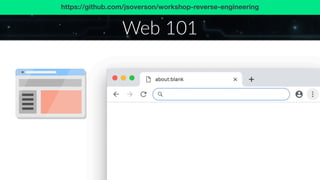 Web 101
https://github.com/jsoverson/workshop-reverse-engineering
 