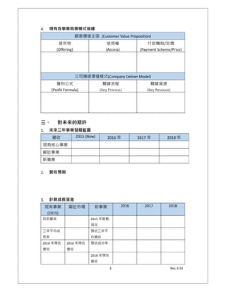 1	 	 	 	 	 	 	 	 	 	 	 	 	 	 	 	 	 	 	 	 	 	 	 	 	 	 	 	 	 	 	 	 	 	 Rev.	0.17	
	
2. 	 	
GE	Matrix	
	 BU	 	
	 6	 	
	
	 	 	 	
6	 	 	 	
	 	 	 	
	
3. 	
8 1 	
	
	
4. 	
	 	 (Customer	Value	Proposition)	 	
	
(Offering)	
	
(Access)	
/ 	
(Payment	Scheme/Price)	
	
	
	
	
	 	
(Company	Deliver	Model)	
	
(Profit	Formula)	
	
(Key	Process)	
	
(Key	Resouce)	
	
	
	
	
	 	
	
 