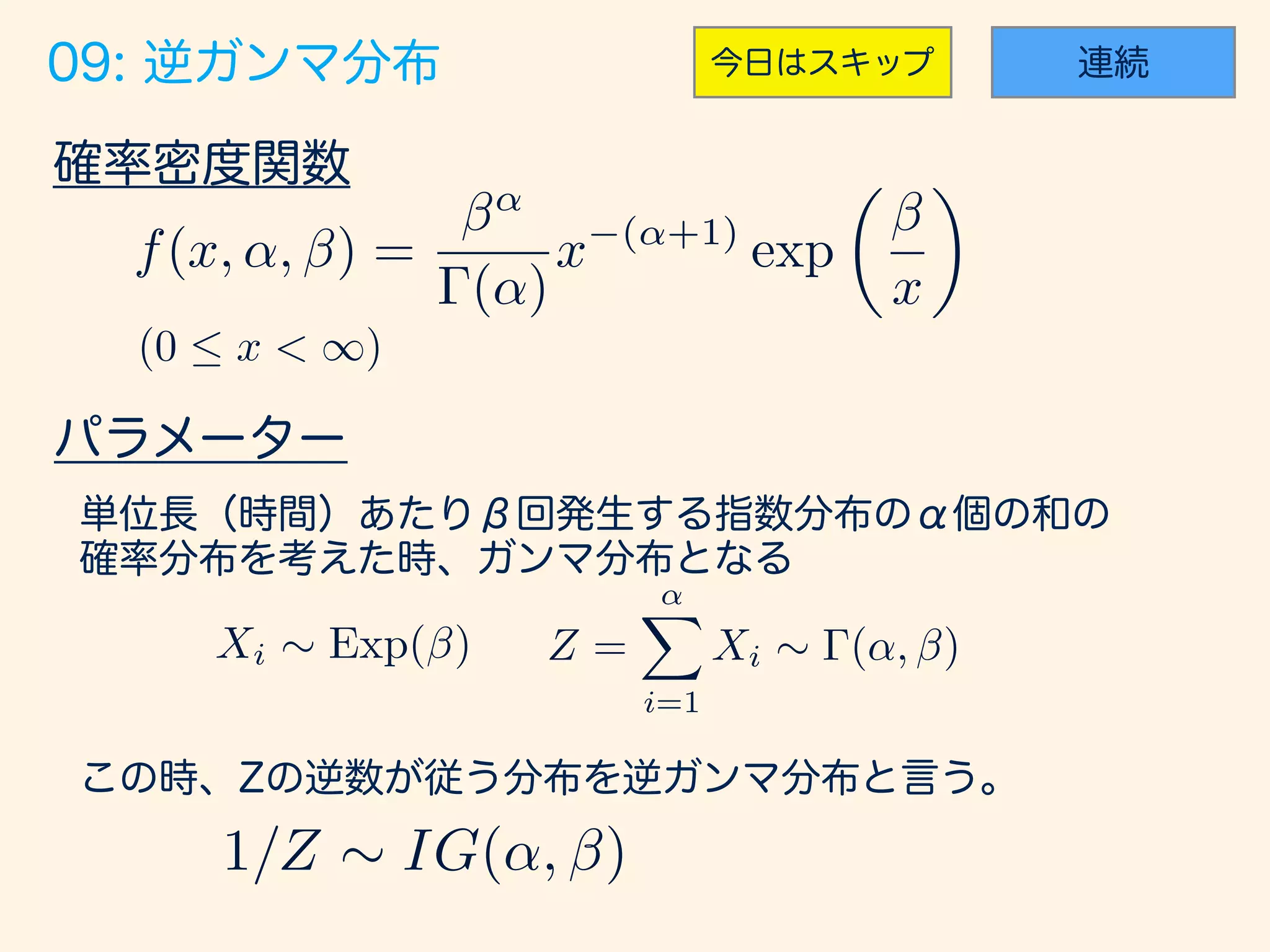 f(x, ↵, ) =
↵
(↵)
x (↵+1)
exp
✓
x
◆
(0  x < 1)
Xi ⇠ Exp( ) Z =
↵X
i=1
Xi ⇠ (↵, )
1/Z ⇠ IG(↵, )
 
