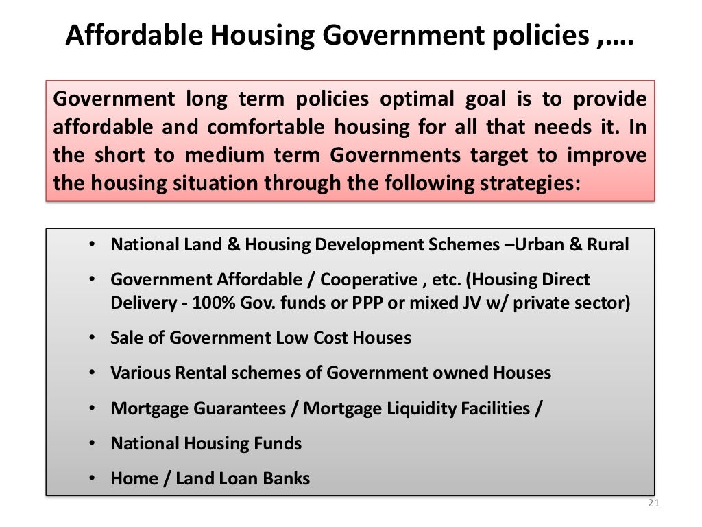 Affordable Housing Government policies