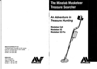 Instruction Manual Minelab Musketeer Colt XS & XS Pro Metal Detectors English Language