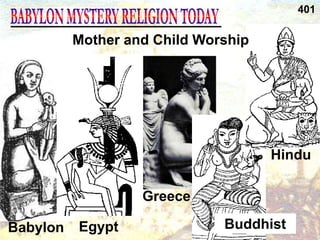 Babylon Egypt
Greece
Buddhist
Hindu
Mother and Child Worship
Babylonians
The
goddess
mother
Semiramis
held her
child
Tammuz in
her arms
401
 