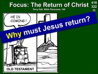 Focus: The Return of Christ
OLD TESTAMENT NEW TESTAMENT
HE IS
COMING
AGAIN !
HE IS
COMING !
Terry Hall, Bible Panorama, 140
419
322
G
 