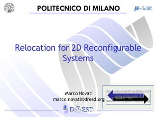 Relocation for 2D Reconfigurable Systems Marco Novati [email_address] 