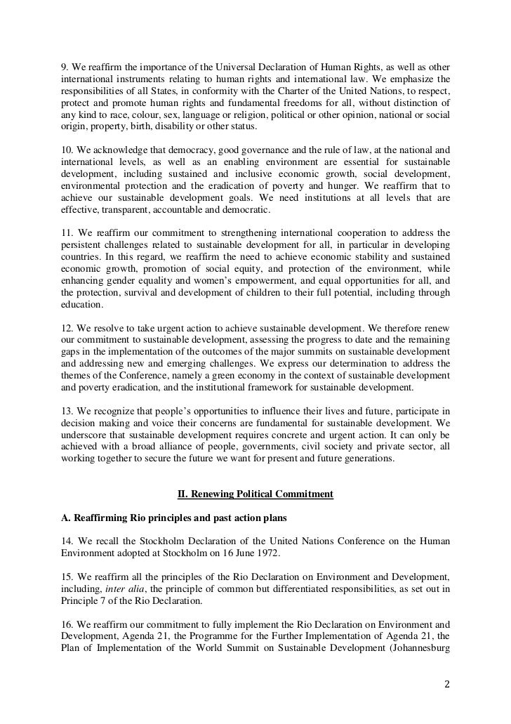 The Future We Want (Final Draft) Slide 2