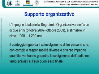 Supporto organizzativo <ul><li>L’impegno totale della Segreteria Organizzativa, nell’arco </li></ul><ul><li>di due anni (o...