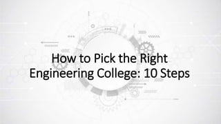 How to Pick the Right
Engineering College: 10 Steps
 