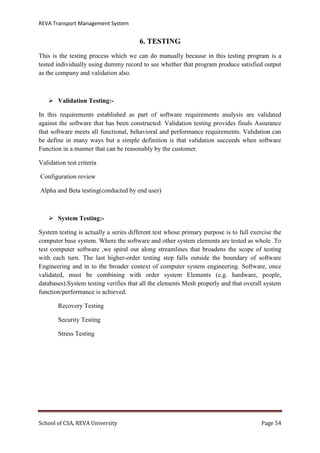 University/College Transport management system Documentation | PDF