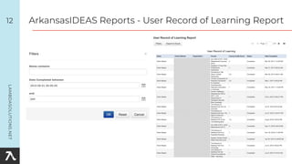 12 ArkansasIDEAS Reports - User Record of Learning Report
 