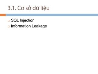 3.1. C? s? d? li?u SQL Injection Information Leakage 