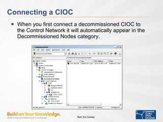Connecting a CIOC When you first connect a decommissioned CIOC to the Control Network it will automatically appear in the Decommissioned Nodes category. Ref: Ed Center 