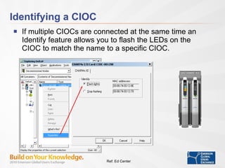 Identifying a CIOC If multiple CIOCs are connected at the same time an Identify feature allows you to flash the LEDs on the CIOC to match the name to a specific CIOC. Ref: Ed Center 