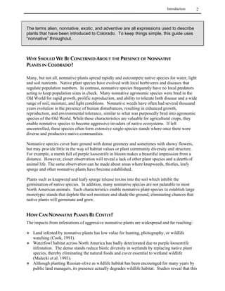 Acknowledgments
                                                                                                            ix
Thanks also to all those who contributed by attending meetings, participating in working groups,
reviewing and editing draft editions of this document, or providing any of the other types of information
and support we have received. Your input was greatly appreciated, thank you.


    Gay Austin                   USDA Forest Service
                                 216 N. Iowa
                                 Gunnison, CO 81230

    Roy Bell                     City of Boulder Open Space
                                 66 South Cherryvale Rd.
                                 Boulder, CO 80303

    Richard Brune                Botanical Consultant
                                 2060 Garland
                                 Lakewood, CO 80215-1630

    Bob Carlson                  Colorado State Parks
                                 361-32 Road
                                 Clifton, CO 81520

    Anita Culp                   US Army Corps of Engineers
                                 Southern Colorado Project Office
                                 720 N. Main St., Rm. 205
                                 Pueblo, CO 81003-3046

    Carol Dawson                 Denver Botanic Gardens
                                 909 York St.
                                 Denver, CO 80206

    Lois Dworshak                Upper Colorado Environmental Plant Center
                                 P.O. Box 448
                                 Meeker, CO 81641

    Jill Easley                  Colorado Department of Transportation
                                 4201 E. Arkansas
                                 Denver, CO 80222

    Barbara Fahey                CSU Cooperative Extension
                                 Jefferson County Extension Office
                                 15200 West 6th Avenue
                                 Golden, CO 80401-5018

    Deborah B. Keammerer         Keammerer Ecological Consultants, Inc.
                                 5858 Woodbourne Hollow Rd.
                                 Boulder, CO 80301

    Andy Kratz                   USDA-FS-Region 2
                                 P.O. Box 25127
                                 Lakewood, CO 80225

    Jim Lance                    Colorado Department of Transportation
                                 222 S. 6th St., Room 317
                                 Grand Junction, CO 81502

    Ivo Lindauer                 University of Northern Colorado
                                 Biology Department
                                 Greeley, CO 80639
 
