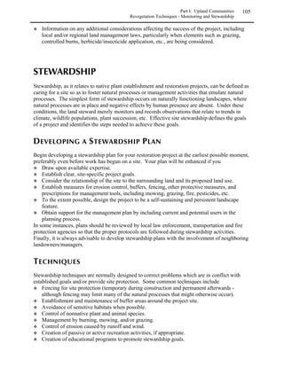 Part I: Upland Communities   54
                                                           Western Plateau and Canyon Region

VEGETATION – The combination of dry climate and shallow, impermeable soils on slopes
that are often steep imposes severe limitations on plant growth. The perennial vegetation of the
region is generally very sparse, though weedy annuals can form a dense understory. Major
communities include bunchgrass grasslands, saline bottomland shrublands, sagebrush
shrublands, mixed mountain shrublands, and piñon-juniper and pine woodlands.


                !                                   

               Grasslands                                                55
               Shrublands                                               56
               Forests and Woodlands                                     63
               Wetland / Riparian                                       145
 