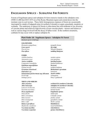 Localized environmental conditions at the base of the foothills support grasslands at higher
elevations than is typical of the eastern plains. Pockets of mid and tall-grass prairie species
occur with foothills species on sites in the foothills where soils have a very high content of
coarse rock fragments. The stones in and on the soil act as a mulch to concentrate soil moisture
to levels needed by these species typical of wetter environments. Most commonly, foothills
grasslands are composed of mid-grass species, and include occasional shrubs.

                /0102,*315/55/02
                6210/05715102879


                GRAMINOIDS
                Andropogon gerardii               big bluestem
                Bouteloua curtipendula            sideoats grama
                Bouteloua gracilis                blue grama
                Hilaria jamesii                   galleta (southern foothills)
                Koeleria macrantha                prairie junegrass
                Muhlenbergia montana              mountain muhly
                Panicum virgatum                  switchgrass
                Pascopyrum smithii                western wheatgrass
                Schizachyrium scoparium           little bluestem
                Sorghastrum nutans                yellow Indiangrass
                Stipa comata                      needleandthread
                Stipa neomexicana                 New Mexico needlegrass

                FORBS
                Amorpha canescens                 leadplant
                Aster porteri                     Porter aster
                Dalea candida                     white prairieclover
                Dalea purpurea                    purple prairieclover
                Eriogonum effusum                 spreading buckwheat
                Gaura coccinea                    scarlet beeblossom
                Liatris punctata                  dotted gayfeather
                Psoralidium tenuiflorum           slimflower scurfpea
                Ratibida columnifera              upright prairie coneflower
                Solidago nana                     baby goldenrod
                Sphaeralcea coccinea              scarlet globemallow
                Thelesperma megapotamicum         Hopi tea greenthread

                TREES AND SHRUBS
                Cercocarpus montanus              true mountain mahogany
                Krascheninnikovia lanata          winterfat
                Rhus glabra                       smooth sumac
                Rhus trilobata                    skunkbush sumac
                Ribes cereum                      wax currant
                Rosa arkansana                    prairie rose
                Yucca glauca                      small soapweed
 
