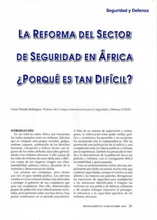 La Reforma del Sector de Seguridad en África. ¿Por qué es tan difícil?