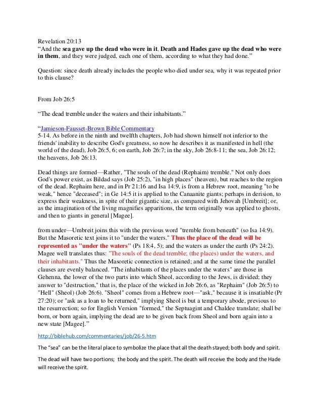 Is it a repeating in Revelation 2013 mentioning “sea gave up the dea…