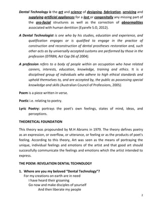 Revelation Dental Technology; A Poem | PDF