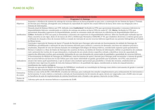 PLANO DE AÇÕES
134
Componente 1: Instrumentos de Gestão
Programa 1.1: Outorga
Objetivos
Aumentar a eficiência do sistema de outorga de recursos hídricos na bacia propondo-se para isso, a construção de um Sistema de Apoio à Tomada
de Decisão para Outorga, abrangendo uma avaliação da capacidade de suporte dos corpos hídricos da bacia, bem como sua integração com o
Sistema de Informações.
Justificativa
Situação atual do Balanço Hídrico por UTE, definida como Confortável: Atribuído às UTEs que apresentam demandas e consumos inferiores às
disponibilidades hídricas, considerando os critérios de outorga em prática na bacia (30% da vazão Q7, 10); Alerta: Atribuído às UTEs que
apresentam demandas superiores às disponibilidades, porém os consumos ainda são inferiores às referências de disponibilidades hídricas; e
Crítico: Atribuído às UTEs nas quais as demandas e consumos são superiores às disponibilidades hídricas. Além da classificação realizada aqui no
Plano, encontra-se em vigor, deste 25 de março de 2015 a Deliberação Normativa CERH/MG nº 49, que estabelece diretrizes e critérios gerais para
a definição de situação crítica de escassez hídrica e estado de restrição de uso de recursos hídricos superficiais nas porções hidrográficas no Estado
de Minas Gerais.
Atividades
Conclusão e operação do Sistema de Apoio à Tomada de Decisão para Outorgas, pela entrada em funcionamento do módulo de Outorgas do
SISEMAnet, possibilitando a utilização de uma ferramenta eficiente para conhecer o universo de demanda, com base em cadastros precisos e
atualizados, dispondo de uma ferramenta baseada em modelagem hidrológica de balanço hídrico, considerando aspectos quali-quantitativos.
Revisar o Cadastro e a Base de Dados de Outorgas dos usuários da bacia, no âmbito do Sistema de Informações. Definir os parâmetros de condição
real e potencial dos trechos de rio que demandem a realização de um estudo técnico específico voltado a identificar níveis de capacidade de
suporte dos diferentes trechos, para acomodar demandas de uso com demandas de conservação da qualidade e quantidade de recursos hídricos.
Indicadores
O funcionamento do Módulo de Outorgas do SISEMAnet, como ferramenta de apoio à decisão para Outorgas pode encaminhar o sistema de gestão
dos recursos hídricos da bacia do rio das Velhas para uma maior efetividade na gestão, garantindo que localmente, nas UTEs, seja possível o
alcance das metas quali-quantitativas, e que se alcance uma condição operacional que possibilite a revisão dos mesmos, estabelecendo-se
condições mais rigorosas do ponto de vista dos balanços hídricos e da qualidade das águas, considerando as metas de enquadramento e
atendimento das vazões ecológicas.
Metas
Entrada em operação do Módulo de Outorgas do SISEMAnet, resultando na consolidação da Outorga como efetivo instrumento de gestão e controle
da utilização dos recursos hídricos na bacia do rio das Velhas.
Estimativa
de custos
Estima-se uma verba de R$ 1.500.000,00, oriundos da Cobrança, para realização dos estudos complementares para embasamento do instrumento e
da ferramenta. O custo relativo a conclusão e entrada em funcionamento da ferramenta de apoio, devem ser negociados com o IGAM, uma vez que
os benefícios da ação de implementação do sistema beneficiam todo o Estado e não apenas a bacia do rio das Velhas.
Fontes de
Recursos
Cobrança pelo uso de recursos hídricos e orçamento do IGAM.
 