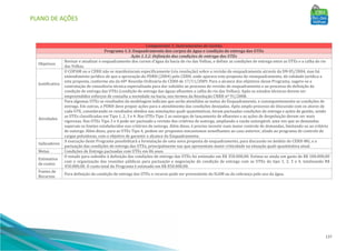 PLANO DE AÇÕES
137
Componente 1: Instrumentos de Gestão
Programa 1.3: Enquadramento dos corpos de água e condição de entrega das UTEs
Ação 1.3.2: Definição das condições de entrega das UTEs
Objetivos
Revisar e atualizar o enquadramento dos cursos d'água da bacia do rio das Velhas, e definir as condições de entrega entre as UTEs e a calha do rio
das Velhas.
Justificativa
O COPAM ou o CERH não se manifestaram especificamente (via resolução) sobre a revisão do enquadramento através da DN 05/2004, mas há
entendimento jurídico de que a aprovação do PDRH (2004) pelo CERH, onde aparece esta proposta de reenquadramento, dá validade jurídica a
esta proposta, conforme ata da 60ª Reunião Ordinária do CERH de 17/11/2009. Para o alcance dos objetivos desse Programa, sugere-se a
contratação de consultoria técnica especializada para dar subsídio ao processo de revisão do enquadramento e ao processo de definição da
condição de entrega das UTEs (condição de entrega das águas afluentes a calha do rio das Velhas). Após os estudos técnicos devem ser
empreendidos esforços de consulta a sociedade na bacia, nos termos da Resolução CNRH nº 91/2008.
Atividades
Para algumas UTEs os resultados da modelagem indicam que serão atendidas as metas do Enquadramento, e consequentemente as condições de
entrega. Em outras, o PDRH deve propor ações para o atendimento das condições desejadas. Após amplo processo de discussão com os atores de
cada UTE, considerando os resultados obtidos nas simulações quali-quantitativas, foram pactuadas condições de entrega e ações de gestão, sendo
as UTEs classificadas em Tipo 1, 2, 3 e 4. Nas UTEs Tipo 2 as outorgas de lançamento de efluentes e as ações de despoluição devem ser mais
rigorosas. Nas UTEs Tipo 3 e 4 pode ser pactuado a revisão dos critérios de outorga, ampliando a vazão outorgável, uma vez que as demandas
superam os limites estabelecidos nos critérios de outorga. Além disso, é preciso investir num maior controle de demandas, limitando-as ao critério
de outorga. Além disso, para as UTEs Tipo 4, podem ser propostos mecanismos semelhantes ao caso anterior, aliado ao programa de controle de
cargas poluidoras, com o objetivo de garantir o alcance do Enquadramento.
Indicadores
A execução deste Programa possibilitará a formulação de uma nova proposta de enquadramento, para discussão no âmbito do CERH-MG, e a
pactuação das condições de entrega das UTEs, principalmente nas que apresentam maior criticidade na situação quali-quantitativa atual.
Metas Condições de Entrega pactuadas com UTEs em 06 anos.
Estimativa
de custos
O estudo para subsídio à definição das condições de entrega das UTEs foi estimado em R$ 350.000,00. Estima-se ainda um gasto de R$ 100.000,00
com a organização das reuniões públicas para pactuação e negociação da condição de entrega com as UTEs do tipo 1, 2, 3 e 4, totalizando R$
450.000,00. O custo total do Programa é estimado em R$ 850.000,00.
Fontes de
Recursos
Para definição da condição de entrega das UTEs o recurso pode ser proveniente do IGAM ou da cobrança pelo uso da água.
 