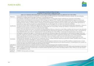 PLANO DE AÇÕES
144
Componente 2: Gestão da Oferta de Água
Programa 2.2: Reservação e Infiltração Local
Ação 2.2.1: Estudo de alternativas para o incremento da disponibilidade hídrica em afluentes do rio das Velhas
Objetivos
Este programa tem como objetivo incrementar a oferta de água nas UTEs da bacia do rio das Velhas de maneira a atender aos usos múltiplos,
minimizar os conflitos pelo uso da água e promover a revitalização da bacia.
Justificativa
Os resultados verificados no confronto entre a disponibilidade hídrica e as demandas de água realizado para a bacia do rio das Velhas,
demonstraram a necessidade de se incrementar a oferta de água em algumas UTEs. Também a baixa disponibilidade de água em certos locais
impõe a adoção de uma estratégia de distribuição das regularizações e de incremento da retenção da água no solo, com vistas ao atendimento às
demandas atuais e futuras. O balanço hídrico realizado na etapa de Diagnóstico, destacou que já no cenário atual, algumas UTEs apresentam as
demandas por água superficial superiores à disponibilidade em caso de estiagem (Q7,10) e outras em estado de criticidade.
Na bacia do rio das Velhas a Deliberação CBH Rio das Velhas n° 01, de 10 de fevereiro de 2010, ratificada pela Deliberação CERH/MG n° 250 de 16
de agosto de 2010, aprova e incorpora ao PDRH da bacia hidrográfica do rio das Velhas, estudos que indicam a restrição de uso de recursos
hídricos para barramentos em trechos da calha do rio das Velhas.
Assim, resta como alternativas para o incremento de disponibilidades hídricas na bacia do rio das Velhas, medidas não estruturais como alteração
dos volumes de retirada, ou seja, o incremento da disponibilidade pela diminuição da demanda, e/ou medidas estruturais como: o incremento da
disponibilidade hídrica por obras de regularização de vazão em afluentes do rio das Velhas, a construção de pequenas obras como açudes,
barraginhas e pequenas barragens, e a restituição da capacidade de infiltração da água solo, aumentando-se a permanência da água neste meio.
Atividades
Esta ação consiste em contratar consultoria especializada para elaboração de estudo de possíveis soluções para o incremento da disponibilidade
hídrica nos afluentes da bacia do rio das Velhas. O estudo deve incluir a concepção e análise de várias alternativas para o incremento da
disponibilidade hídrica nos afluentes da bacia do rio das Velhas, entre elas: transposições, obras de reservação para regularização de vazão,
diminuição das demandas, etc. que deverão ser comparadas entre si, visando selecionar aquela que apresente o melhor equilíbrio entre os custos
de implantação, benefícios hidrológicos e impactos socioambientais.
O estudo conclusivo deve apresentar de forma integrada, além dos impactos ambientais locais ou nas UTEs, também os impactos para o rio das
Velhas que deverá ser beneficiado pelo incremento da disponibilidade hídrica que por sua vez deverá favorecer a revitalização do rio e auxiliar no
alcance das Metas 2010/2014 estabelecida pelo CBH Rio das Velhas.
Indicadores O monitoramento deverá ser realizado através dos relatórios parciais entregues pela consultora contratada.
Metas Espera-se que o estudo de alternativas para o incremento da disponibilidade hídrica em afluentes do rio das Velhas esteja finalizado em dois anos.
Estimativa
de custos
Para a realização desta Ação, considerando-se somente estudos específicos para as UTEs com balanço hídrico crítico, estima-se um valor total de
R$ 1.200.000,00, em 2 anos.
Fontes de
Recursos
FHIDRO. Cobrança pelo uso da água.
 