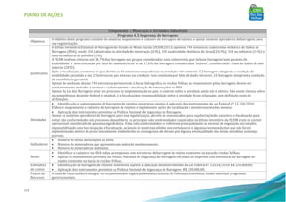 PLANO DE AÇÕES
172
Componente 4: Mineração e Atividades Industriais
Programa 4.5: Segurança de barragens
Objetivos
O objetivo deste programa consiste em elaborar mapeamento e cadastro de barragens de rejeitos e apoiar usuários operadores de barragens para
sua regularização.
Justificativa
O último Inventário Estadual de Barragens do Estado de Minas Gerais (FEAM, 2013) apontou 744 estruturas cadastradas no Banco de Dados de
Barragens (BDA), sendo 454 cadastradas na atividade de mineração (61%), 185 na atividade destilaria de álcool (24,9%), 104 na indústria (14%) e
uma na indústria do polvilho (1%).
A FEAM realizou vistorias em 54,7% das barragens nos grupos considerados mais vulneráveis, que incluem barragens ‘sem garantia de
estabilidade’ e ‘sem conclusão por falta de dados técnicos’ e em 17,6% das barragens consideradas ‘estáveis’, considerando a base de dados do ano
anterior (2012).
Após a fiscalização, constatou-se que, dentre as 43 estruturas enquadradas na condição ‘não estáveis’, 12 barragens atingiram a condição de
estabilidade garantida e das 21 estruturas que estavam na condição ‘sem conclusão por falta de dados técnicos’, 10 barragens atingiram a condição
de estabilidade garantida.
Apesar de nenhuma dessas 744 estruturas pertencerem à bacia hidrográfica do rio das Velhas, os responsáveis pelas barragens devem ser
constantemente incitados a realizar o cadastramento e atualização de informações no BDA.
Apesar da Lei das Barragens estar em processo de implementação no país, o controle sobre a atividade ainda não é efetivo. Não existe clareza sobre
as competências do poder federal e estadual, e a fiscalização e responsabilidade sobre a atividade ficam eclipsadas, sem definição exata de
atribuições.
Atividades
• Identificação e cadastramento de barragens de rejeitos minerários sujeitas à aplicação dos instrumentos da Lei Federal nº 12.334/2010
Elaborar mapeamento e cadastro de barragens de rejeitos e implementar ações de fiscalização e monitoramento das mesmas.
• Aplicação dos instrumentos previstos na Política Nacional de Segurança de Barragens.
Apoiar os usuários operadores de barragens para sua regularização, através de comunicados para regularização de cadastros e fiscalização para
evitar não conformidades em processos de auditoria. As principais não conformidades registradas no último inventário da FEAM eram de caráter
operacional considerado de pequena significância. Estas não conformidades se referiram principalmente ao excesso de vegetação nos taludes,
impossibilitando uma boa inspeção e fiscalização, acúmulo de materiais sólidos nos vertedouros e algumas recomendações que não foram
implementadas dentro do prazo inicialmente estabelecido no cronograma de obras e por alguma eventualidade não foram atendidas no tempo
previsto.
Indicadores
• Número de novas declarações no BDA;
• Número de mineradoras que apresentaram dados de monitoramento;
• Número de mineradoras auditadas.
Metas
• Identificar e cadastrar no BDA todas as empresas com estruturas de barragem de rejeito existentes na bacia do rio das Velhas;
• Aplicar os instrumentos previstos na Política Nacional de Segurança de Barragens em todas as empresas com estruturas de barragem de
rejeito existentes na bacia do rio das Velhas.
Estimativa
de custos
• Identificação de barragens de rejeitos minerários sujeitos a aplicação dos instrumentos da Lei Federal nº 12.334/2010: R$ 250.000,00;
• Aplicação dos instrumentos previstos na Política Nacional de Segurança de Barragens: R$ 250.000,00.
Fontes de
Recursos
A fonte de recursos deve integrar os orçamentos dos órgãos ambientais, recursos da Cobrança, convênios, fundos setoriais, programas
governamentais.
 