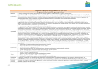 PLANO DE AÇÕES
176
Componente 5: Manejo de Recursos Hídricos em Área Rural
Programa 5.4: Uso racional de água na agricultura
Objetivos O objetivo deste programa consiste em incentivar o uso eficiente da água na irrigação através de práticas mais eficientes.
Justificativa
O reconhecimento do aumento da eficiência do uso e da preservação de recursos naturais e energéticos é uma prática relativamente recente, mas de reconhecido
efeito na economia da sua utilização em processos produtivos diversos e na valorização dos produtos gerados de forma mais sustentável. Os mais reconhecidos são
os produtos agrícolas orgânicos certificados e o selo de eficiência energética, presente em aparelhos eletrodomésticos. As iniciativas relativas à água ainda são
incipientes, pois a maior parte da população desconhece os volumes envolvidos na produção da maior parte dos bens consumidos.
Atividades
• Incentivo ao uso racional de água na agricultura
O incentivo ao uso racional de água na agricultura pode ser aplicado através do Zoneamento Ecológico-Econômico (ZEE), que é um instrumento legal de
diagnóstico do uso do território visando assegurar o desenvolvimento sustentável. Outro instrumento de incentivo que pode ser utilizado é o Desenho de Uso
Optimal do Território (DUOT). Ao contrário dos zoneamentos, esse sistema de decisão traz uma visão do que pode ser, da situação que se pode obter em uma bacia a
partir da utilização harmônica e sustentável dos recursos naturais.
• Incentivo a um programa de certificação de uso racional na agricultura
O programa deve iniciar pela formação de um banco de dados atualizado identificando os usos da água para irrigação. Neste banco de dados deverão ser lançados:
os métodos, as áreas irrigadas, as fontes hídricas, os períodos e os volumes retirados. Essas informações são básicas no processo de outorga. A partir disto, deve ser
selecionada uma amostra para avaliação da eficiência do uso da água na irrigação, englobando os processos de captação, acumulação, distribuição e aplicação na
parcela. Esta avaliação permitirá a identificação da possibilidade do zoneamento da eficiência atual por sub-bacia, por método de irrigação, por cultura ou forma de
captação ou acumulação. Esta avaliação estabelecerá um marco zero de eficiência, que deverá ser publicado massivamente. O processo de premiação pelo aumento
da eficiência iniciará a partir desta publicação, com a definição do calendário de inscrição, avaliação e premiação dos irrigantes selecionados. Basicamente, os
irrigantes ou seus assessores técnicos devem inscrever-se para serem selecionados como casos importantes de elevação da eficiência do uso da água. Um comitê,
formado por técnicos dos órgãos estaduais (EMATER/MG e RURALMINAS), da EMBRAPA, da ANA e da CODEVASF deverá indicar os casos destacados.
Os casos destacados serão avaliados a campo, registrando a evolução do consumo e determinando o aumento da eficiência do uso da água. Os casos em que a
eficiência obtiver a maior variação em relação à amostra serão indicados para premiação, sendo a decisão final realizada no âmbito do Comitê de Bacia. Decidida a
premiação, os indicados receberão a certificação da premiação e poderão utilizar o “selo azul” na comercialização dos seus produtos, atestando que obtiveram um
uso mais eficiente da água, mantendo o mesmo tipo de atividade econômica. Deverá ser realizada a avaliação do valor econômico desta certificação, a partir de
entrevistas junto a consumidores. Esta avaliação deverá ser refeita a cada ano nos primeiros dez anos, como forma de comprovar a agregação de um maior valor
aos produtos.
Indicadores
• Aumento do grau de precisão dos volumes outorgados para irrigação;
• Elevação da cobertura espacial da medição de consumo de água;
• Redução do consumo de água por hectare;
• Redução do número de multas por uso não outorgado e deficiência ou inexistência de licenciamento ambiental;
• Grau de satisfação com os valores arrecadados pela cobrança de uso pela irrigação;
• Número de certificações concedidas aos produtores rurais da bacia.
Metas
• Reduzir o consumo de água por hectare;
• Aumentar o grau de precisão dos volumes outorgados para irrigação;
• Elevar a cobertura espacial da medição de consumo de água;
• Certificar 50% dos produtores da bacia com certificados de uso racional de água.
Estimativa
de custos
O custo total do programa é de R$ 8.000.000,00, sendo que os investimentos serão distribuídos em Incentivo ao uso racional de água na agricultura R$
5.000.000,00 e Incentivo a um programa de certificação de uso racional de água na agricultura, no valor de R$ 3.000.000,00, pelo período de dezesseis anos.
Fontes de
Recursos
Convênios com a EMATER, Ministérios da Agricultura e do Meio Ambiente, as Secretarias Estaduais da Agricultura e do Meio Ambiente, o FHIDRO e os valores
referentes à cobrança pelo uso da água.
 