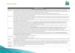 PLANO DE AÇÕES
189
Componente 8: Gestão
Programa 8.4: Mediação de conflitos
Objetivos Este programa tem o objetivo de instituir fóruns e procedimentos de mediação de conflitos pelos recursos hídricos na bacia do rio das Velhas.
Justificativa
A Lei Federal nº 9.433/1997, em seu artigo 38, inciso II, estabelece que compete ao Comitê de Bacia arbitrar os conflitos relacionados em Recursos
Hídricos, ressalvada a possibilidade de recursos do Conselho Nacional de Recursos Hídricos.
De igual modo, a Lei Estadual nº 13.199/1999, em seu artigo 43, inciso II, confere a mesma atribuição ao Comitê de Bacia.
No caso da bacia do rio das Velhas, é notório que a situação de demandas por água e carga poluidora lançada está muito próxima ou já superou o
limite da capacidade suporte dos cursos d’água da bacia.
No Programa 1.3 relativo ao Enquadramento e Condições de Entrega das UTEs, foi apresentado um quadro que dá conta dessa situação em termos
de conflitos relacionados a Recursos Hídricos. Percebe-se que em algumas UTEs a potencialidade para conflitos é muito grande, e em alguns casos
os problemas já tem sido pautas frequentes do Comitê.
Neste contexto, este programa surge como uma forma de subsidiar o CBH Rio das Velhas a lidar com estes problemas, levando-o a bem exercer seu
papel legal de mediador de conflitos.
Atividades
São previstas três linhas de ação neste programa: o desenvolvimento dos estudos técnicos e de subsídios para tomada de decisão depende da
contratação de uma consultoria específica para esta finalidade, com profissionais especializados em mediação de conflitos, que proponham as
ferramentas adequadas para as discussões e encaminhamentos sobre este tema.
A Agência Nacional de Águas (ANA) tem trabalhado com esta temática no âmbito do programa de Capacitação em Recursos Hídricos, conforme
seus Cadernos de Capacitação, disponíveis no site da Agência.
Assim, já surge a segunda linha, focada na capacitação dos membros do CBH Rio das Velhas em mediação de conflitos pela água, que podem ser
ministrados em parceria com a ANA e com o IGAM, contratando-se a moderação do curso, os instrutores e a produção do material didático.
O material produzido pela ANA (Cadernos de Capacitação em Recursos Hídricos, Volume 2, O Comitê de Bacia Hidrográfica – prática e
procedimentos) chega a mapear como deve ser o processo administrativo de conciliação de conflito, no âmbito do Comitê, e apresenta exemplos de
instrumentos administrativos e normativos para regulamentar tais procedimentos.
Com estes elementos, adaptados a bacia do rio das Velhas, é possível avançar na terceira linha de ação, relativa a proposição e fiscalização de
acordos entre as partes envolvidas nos conflitos, sem a necessidade de investimentos específicos nesta tarefa, uma vez que consistem na essência
do quotidiano de um Comitê como o Velhas.
Indicadores
• Consultoria contratada e procedimentos estabelecidos
• Cursos de capacitação realizados
• Comitê realizando seu papel de gestor de conflitos
Metas
A implantação este programa pode ocorrer em 02 anos, resultando numa contribuição efetiva para gestão dos recursos hídricos da bacia do Velhas,
principalmente no trecho alto.
Estimativa
de custos
Estima-se que a consultoria para desenvolvimento de estudos técnicos e subsídios para tomada de decisão demande um investimento da ordem de
R$ 330.000,00. Já o curso de capacitação, numa proposta de 04 turmas de 20 horas, abrangendo 120 participantes (membros do CBH Rio das
Velhas e subcomitês), demanda investimentos da ordem de R$ 70.000,00. Assim, este programa totaliza R$ 400.000,00 nos dois primeiros anos.
Durante o restante do funcionamento, não são previstos custos diretos adicionais.
Fontes de
Recursos
Parceria com a ANA ou IGAM.
 