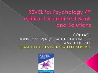 REVEL for Psychology 4th edition Ciccerlli Test Bank and Solutions
