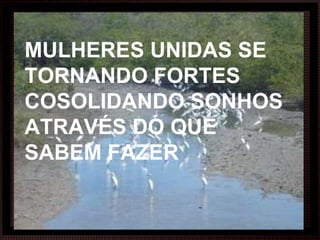 MULHERES UNIDAS SE TORNANDO FORTES COSOLIDANDO SONHOS ATRAVÉS DO QUE  SABEM FAZER 