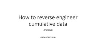 How to reverse engineer
cumulative data
@azolnai
cottenham.info
 