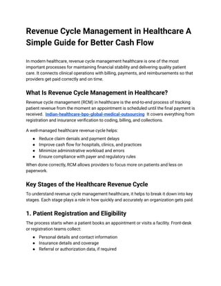 Revenue Cycle Management in Healthcare A Simple Guide for Better Cash ...