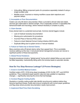 Understanding and Preventing Revenue Leakage in Healthcare Practices | PDF