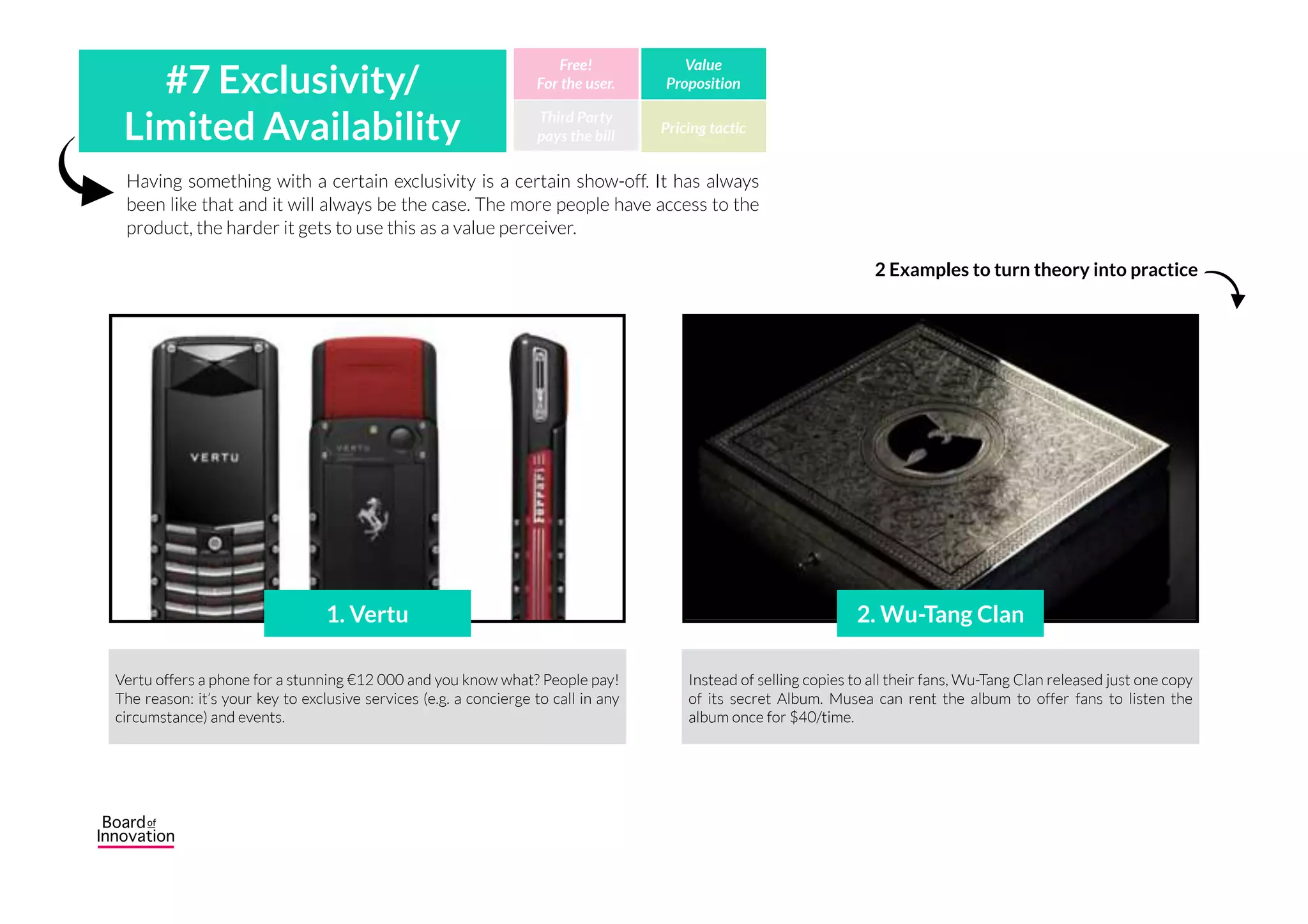 Think about this as paying a round of drinks in a pub with your friends. You will
get instant social status as a result. Giving something valuable to someone you
care about creates satisfaction.
#6 Helping Peers/
Gifts Third Party
pays the bill
Free!
For the user.
Value
Proposition
Pricing tactic
A small world is a social network for the #UltraRich. If you are not part of it,
you wont be ‘one of them’. To get access, you need an invite. To get an invite,
you need to pay. Get it?
You check Baekdal Plus, a website full of in-depth research articles and you
find a highly relevant article for your colleague. Baekdal Plus lets you share
that $20 article for free if you have subscription ($9/month). Great deal, isn't
it?!
2 Examples to turn theory into practice
1. A Small World 2. Baekdal Plus
 