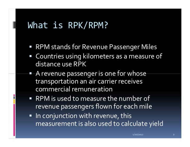 revenue passenger mile yield calculate frequent flyer miles