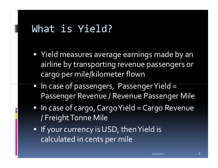 Revenue passenger mile Yield