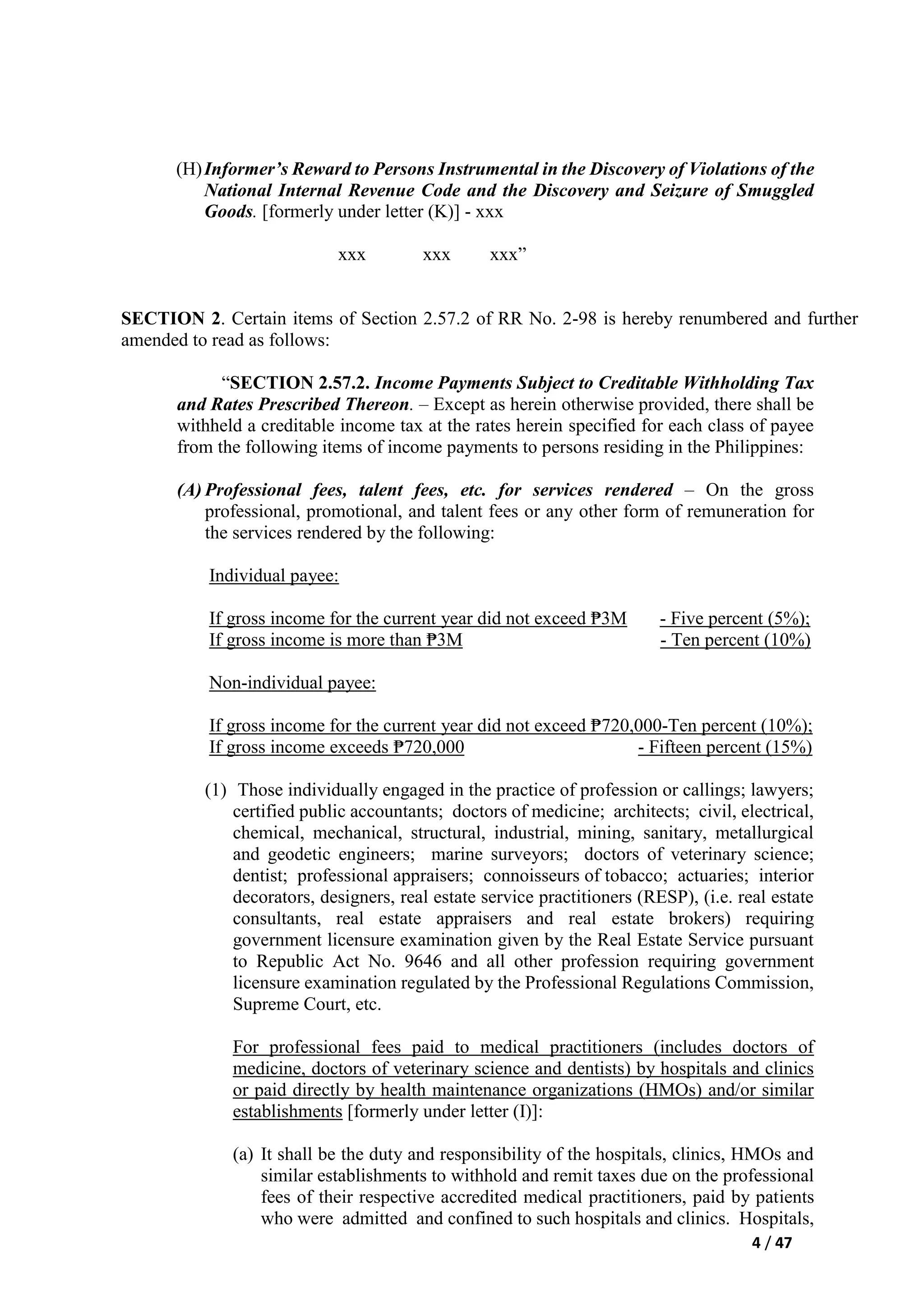 Revenue regulations no. 11 2018,(train law) relative to withholding of ...