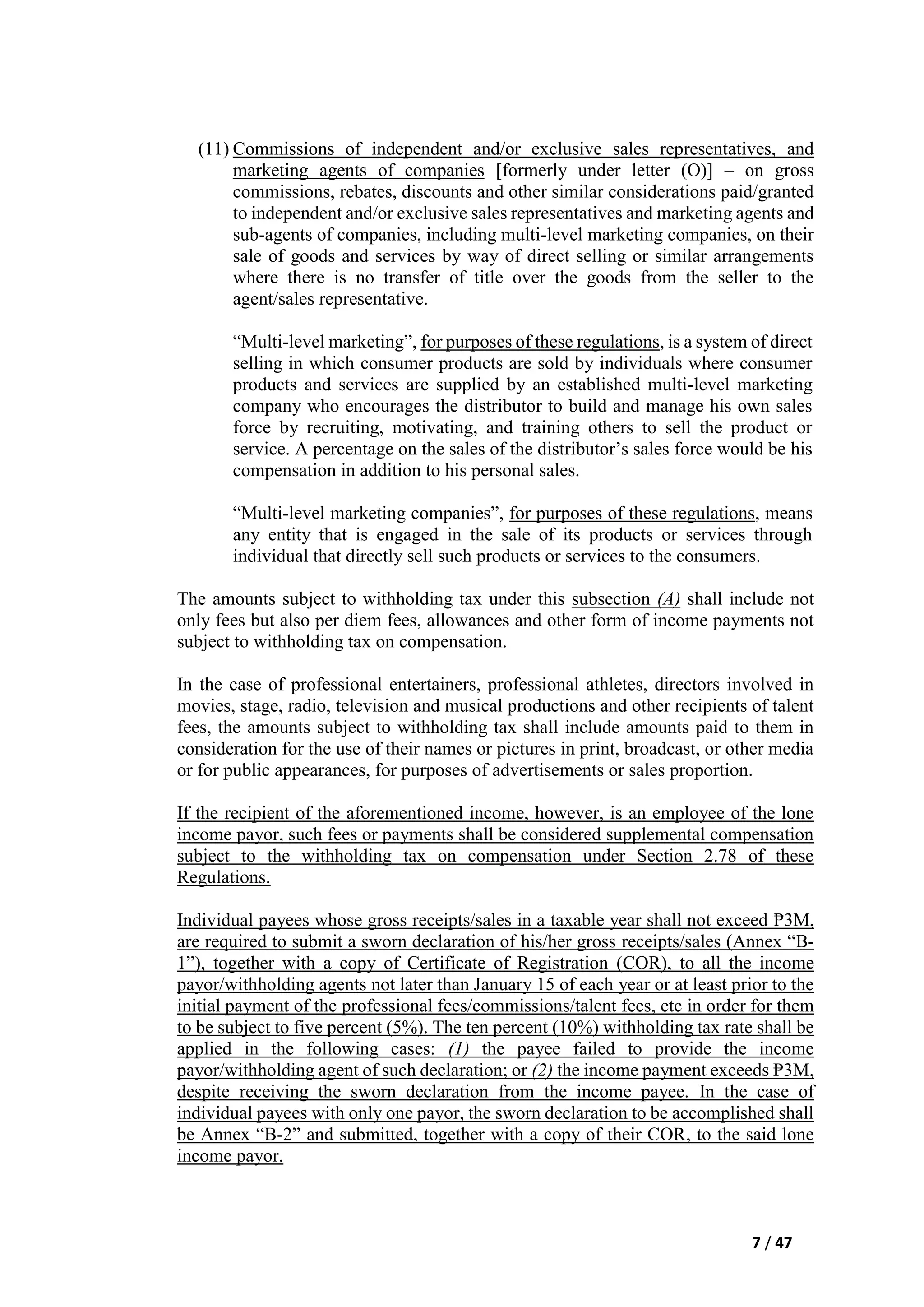 Revenue regulations no. 11 2018,(train law) relative to withholding of ...