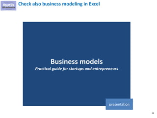 29
Check also business modeling in Excel
Business models
Practical guide for startups and entrepreneurs
presentation
 