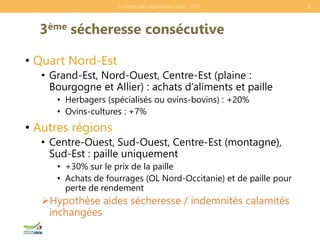 3ème sécheresse consécutive
• Quart Nord-Est
• Grand-Est, Nord-Ouest, Centre-Est (plaine :
Bourgogne et Allier) : achats d...