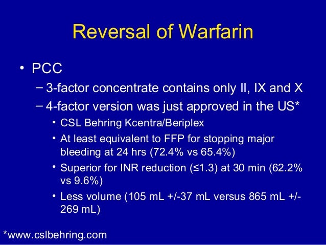 coumadin reversal with pcc