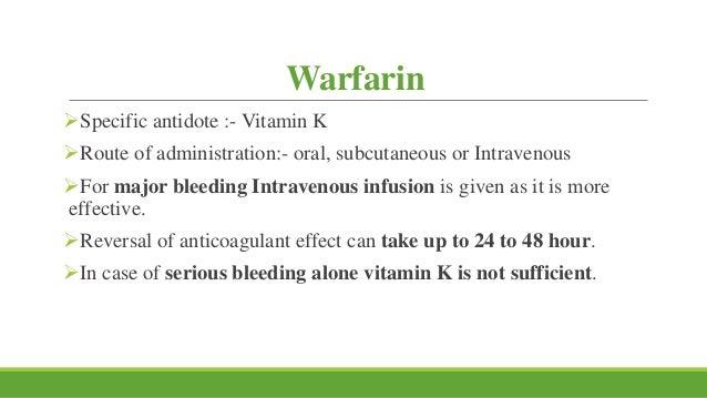 antidote warfarin