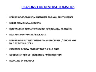 scope of reverse logistics