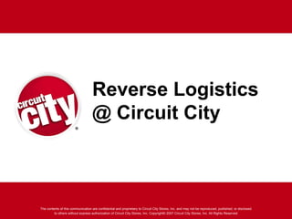 Reverse Logistics @ Circuit City 