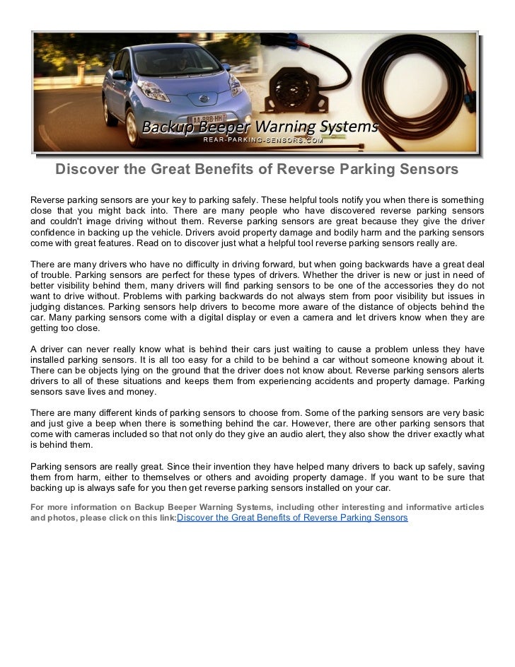 Discover the Great Benefits of Reverse Parking Sensors