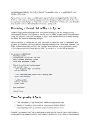 Reverse a Linked List In Place in Python | PDF