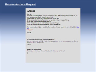 Reverse Auctions Request 