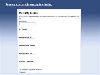 Reverse Auctions Inventory Monitoring 